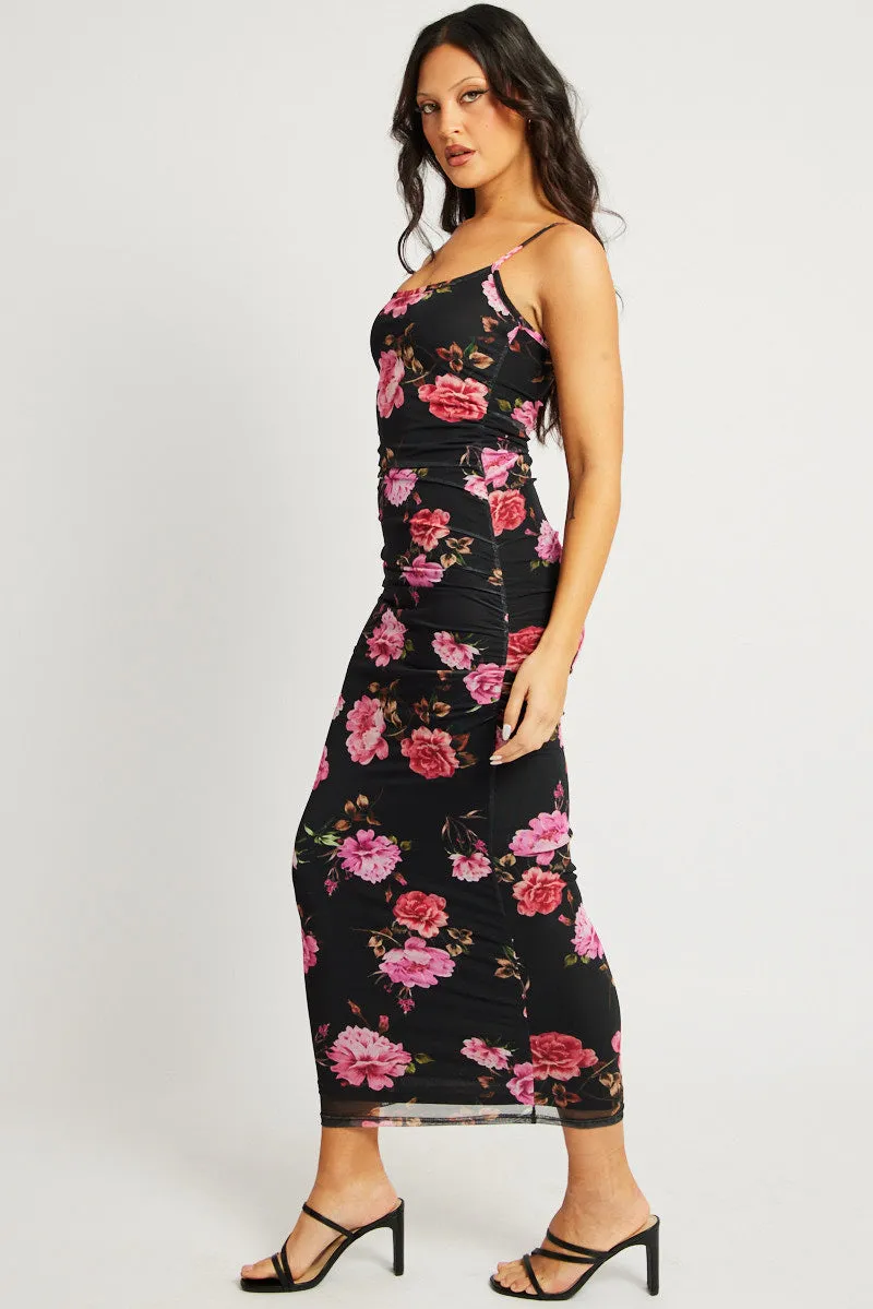 Black Floral Bodycon Dress Singlet Maxi sold by Ally Fashion product image thumbnail 4