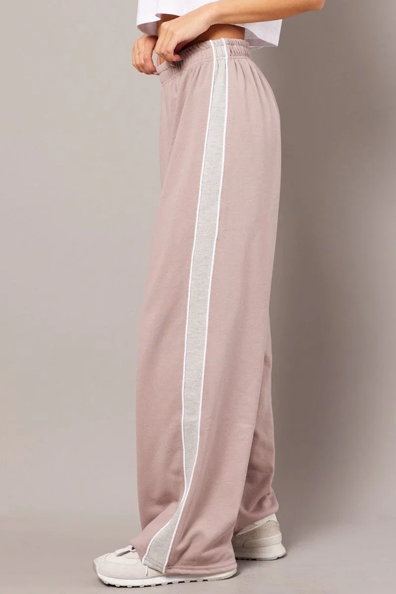 Beige Track Pants Wide Leg Pants sold by Ally Fashion product image thumbnail 4