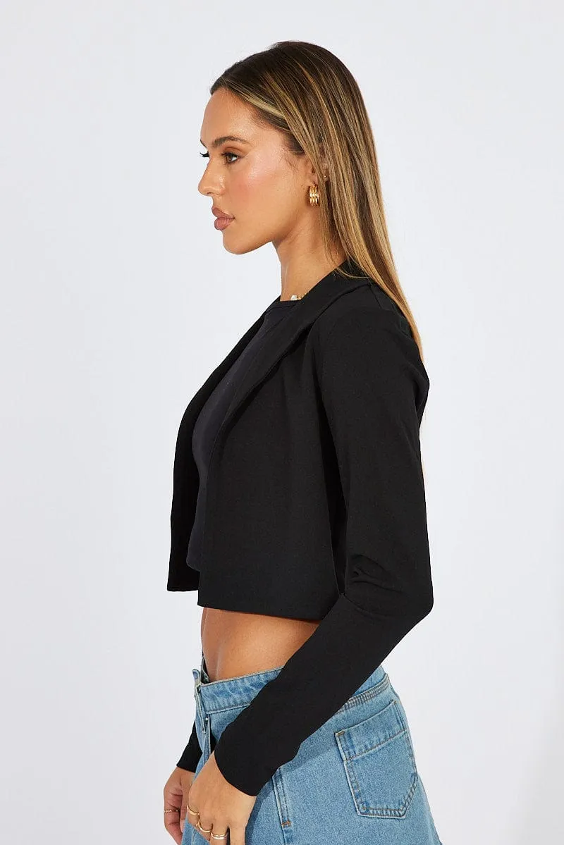 Black Crop Jacket 3/4 Sleeve sold by Ally Fashion product image thumbnail 4