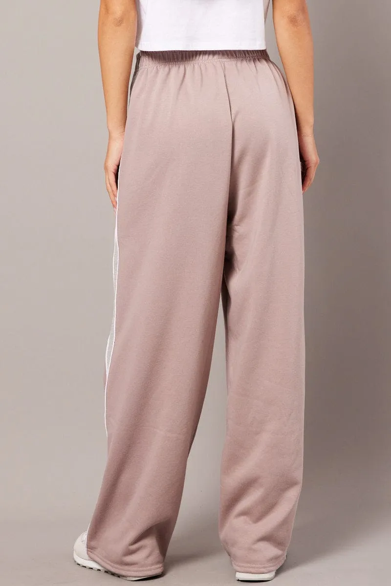 Beige Track Pants Wide Leg Pants sold by Ally Fashion product image thumbnail 5
