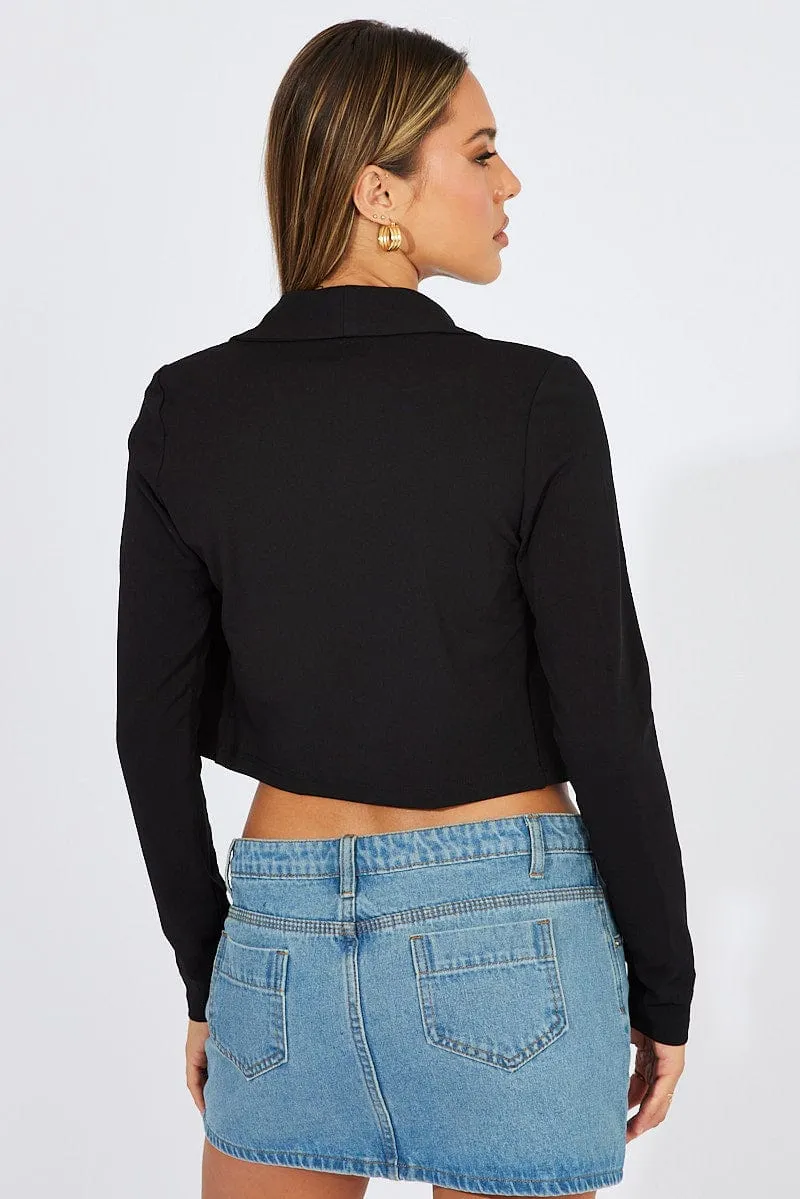 Black Crop Jacket 3/4 Sleeve sold by Ally Fashion product image thumbnail 5