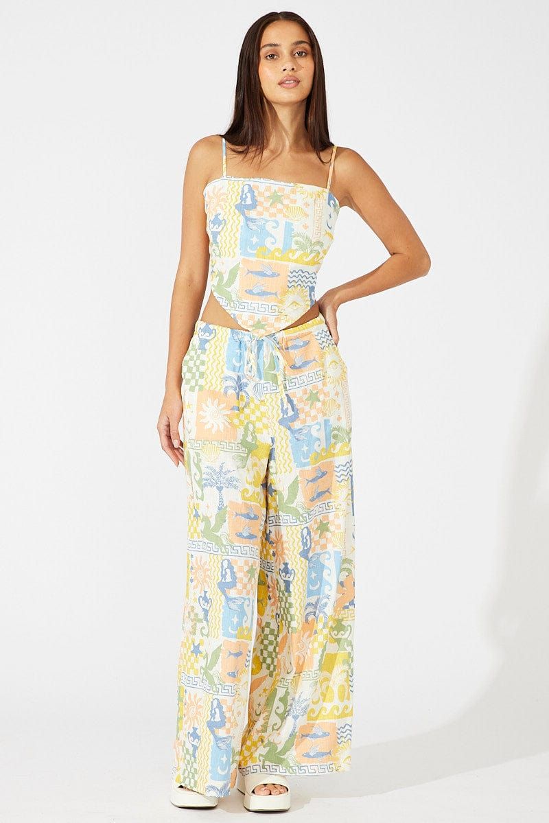 Multi Abstract Wide Leg Pants High Rise sold by Ally Fashion product image thumbnail 2