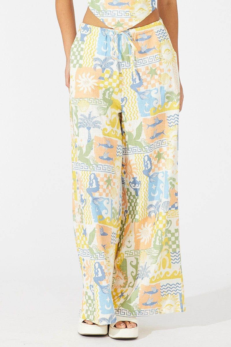 Multi Abstract Wide Leg Pants High Rise sold by Ally Fashion product image thumbnail 3