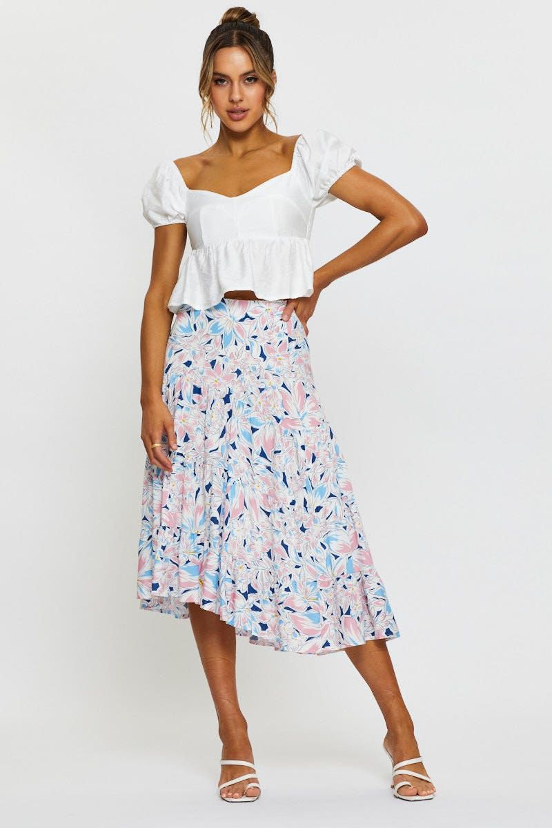 Print Maxi Skirt Tiered sold by Ally Fashion