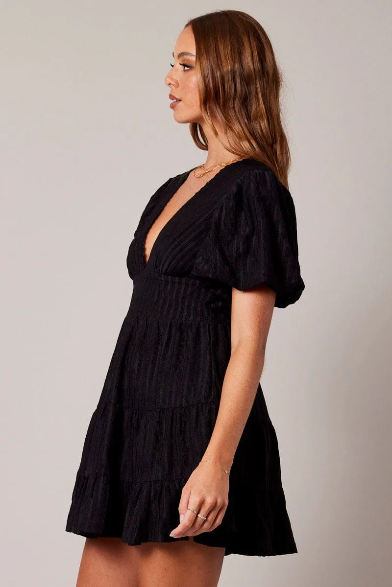 Black Fit And Flare Dress Puff Sleeve sold by Ally Fashion product image thumbnail 4