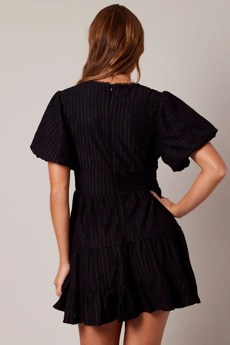 Black Fit And Flare Dress Puff Sleeve sold by Ally Fashion product image thumbnail 5