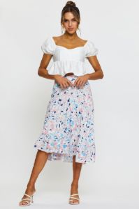 Print Maxi Skirt Tiered sold by Ally Fashion