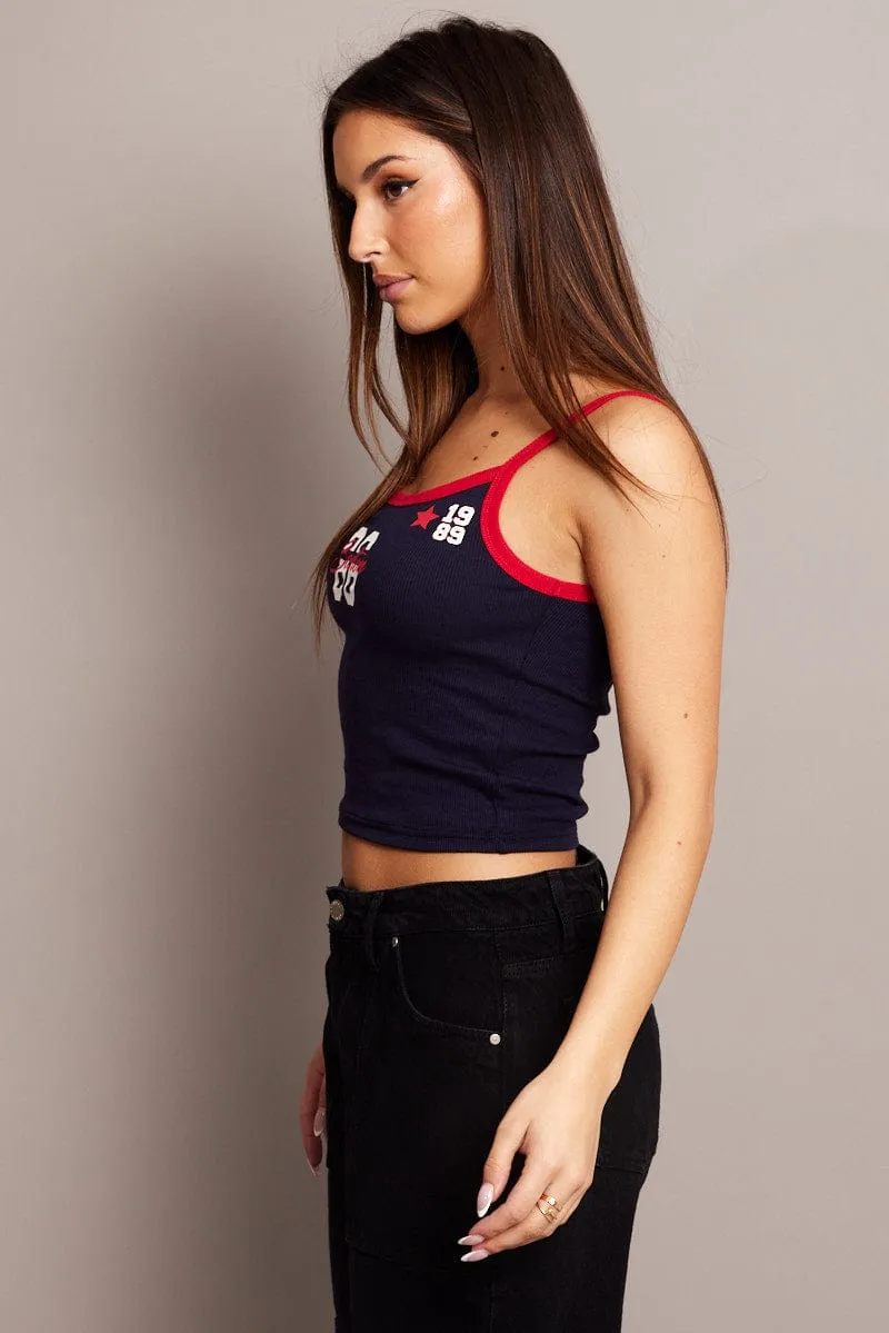 Blue Graphic Singlet Top sold by Ally Fashion product image thumbnail 4