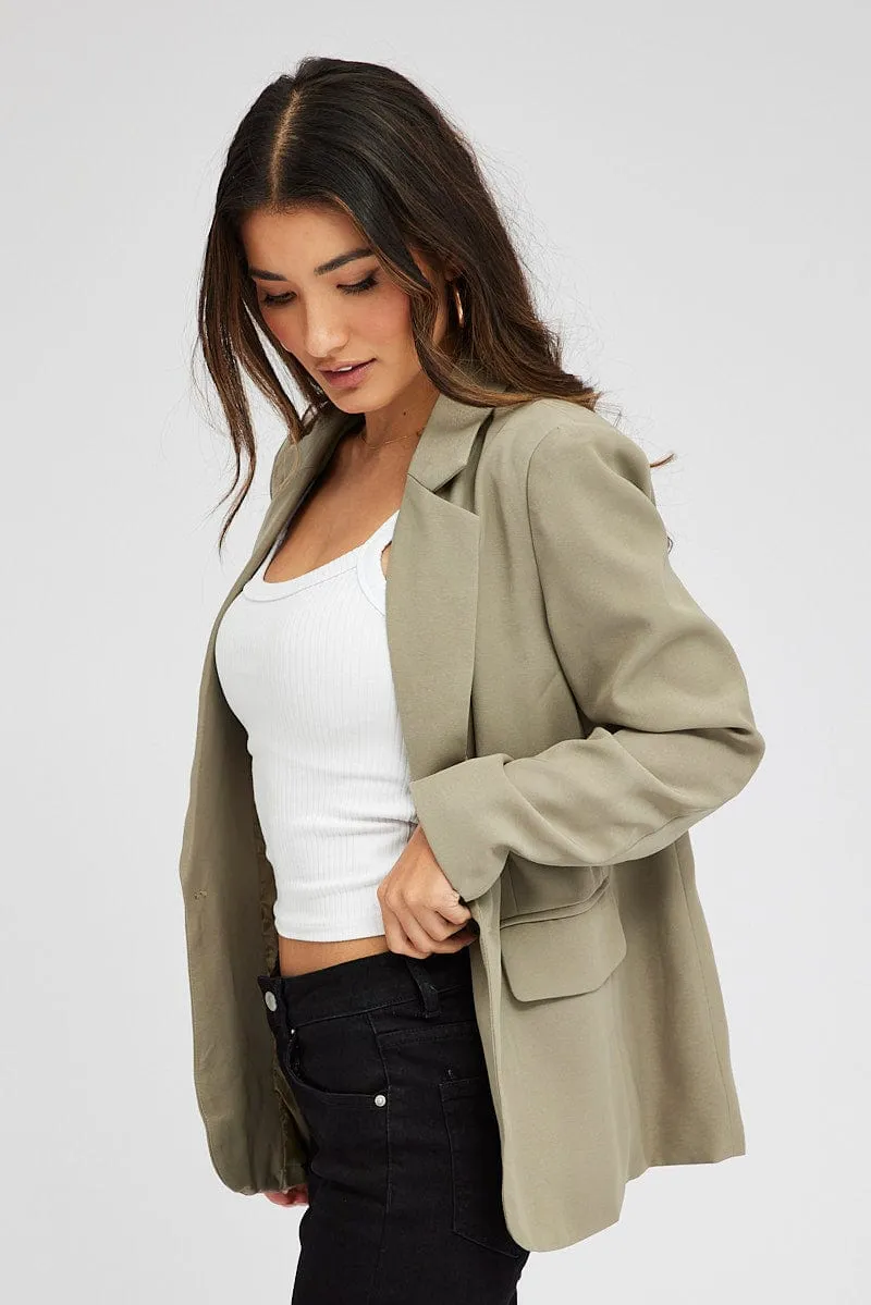 Green Jacket Long Sleeve Collar Neck sold by Ally Fashion product image thumbnail 4