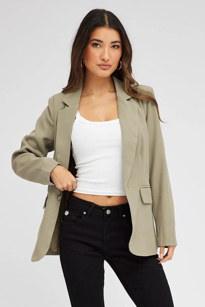 Green Jacket Long Sleeve Collar Neck sold by Ally Fashion