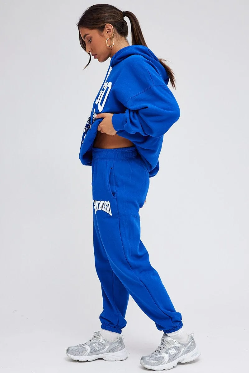 Blue Track Pants High Rise Jogger sold by Ally Fashion product image thumbnail 4