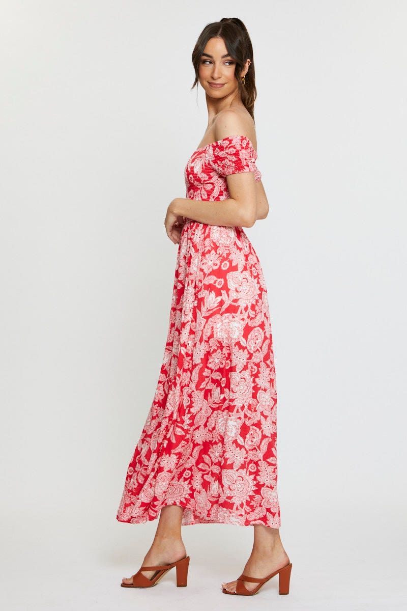 Print Maxi Dress Off Shoulder Evening sold by Ally Fashion product image thumbnail 4