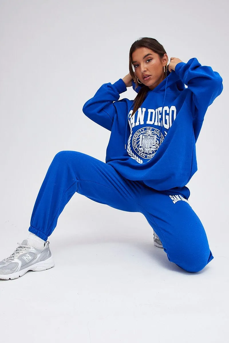 Blue Track Pants High Rise Jogger sold by Ally Fashion