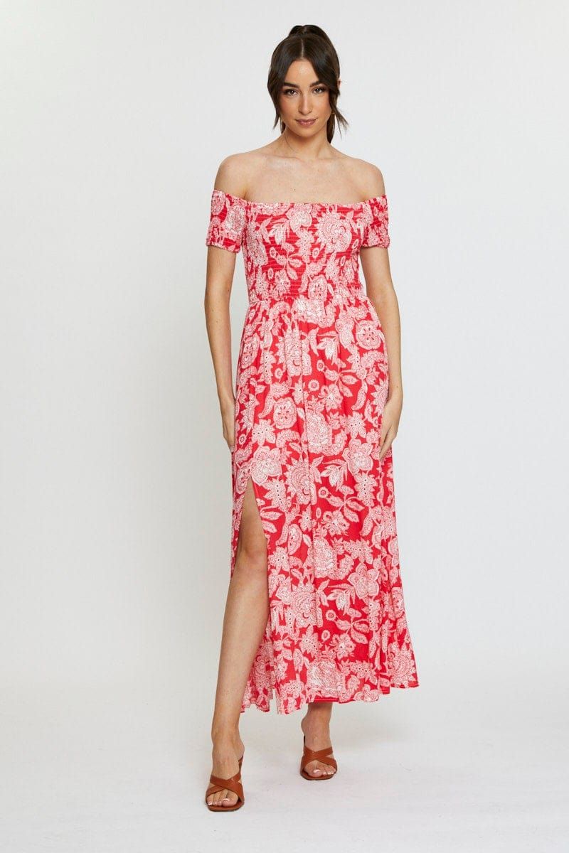 Print Maxi Dress Off Shoulder Evening sold by Ally Fashion