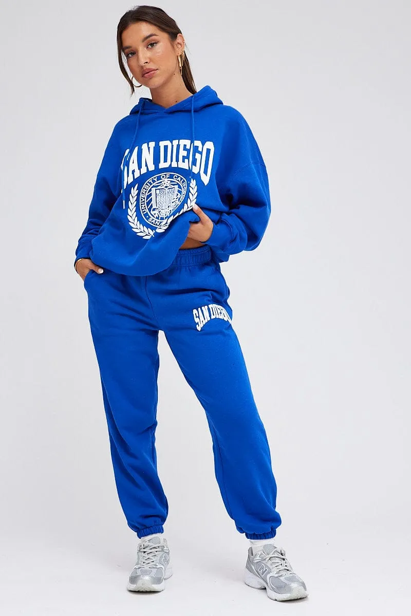 Blue Track Pants High Rise Jogger sold by Ally Fashion product image thumbnail 3