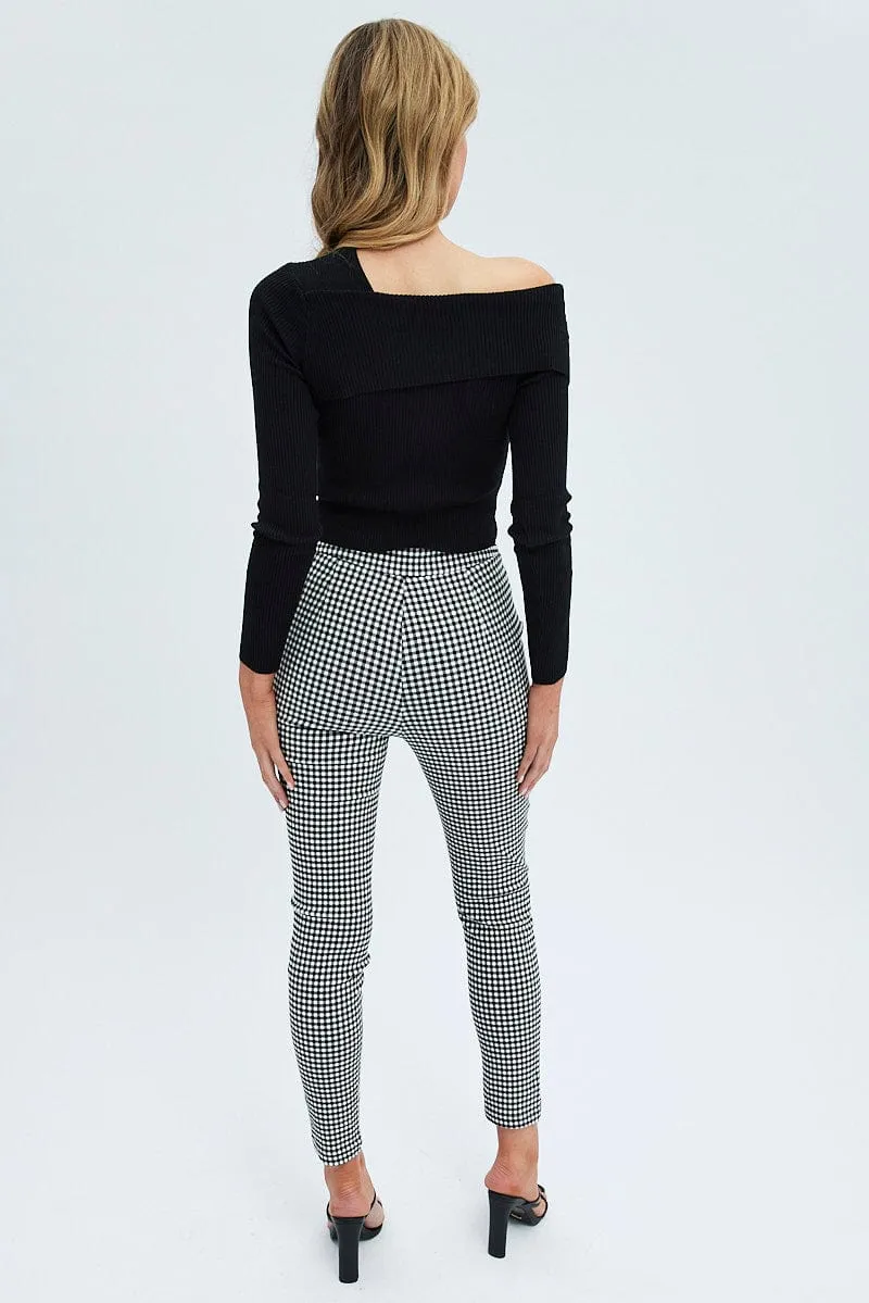 Grey Check Leggings High Rise sold by Ally Fashion product image thumbnail 5