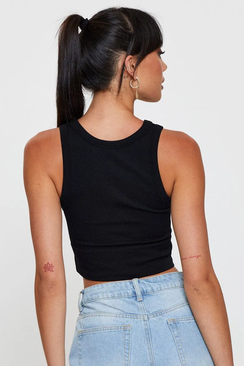 Black Tank Top Sleeveless Crew Neck Seamless sold by Ally Fashion product image thumbnail 5