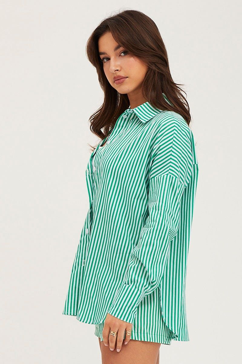 Stripe Collared Long Sleeve Button Up Shirt sold by Ally Fashion product image thumbnail 4
