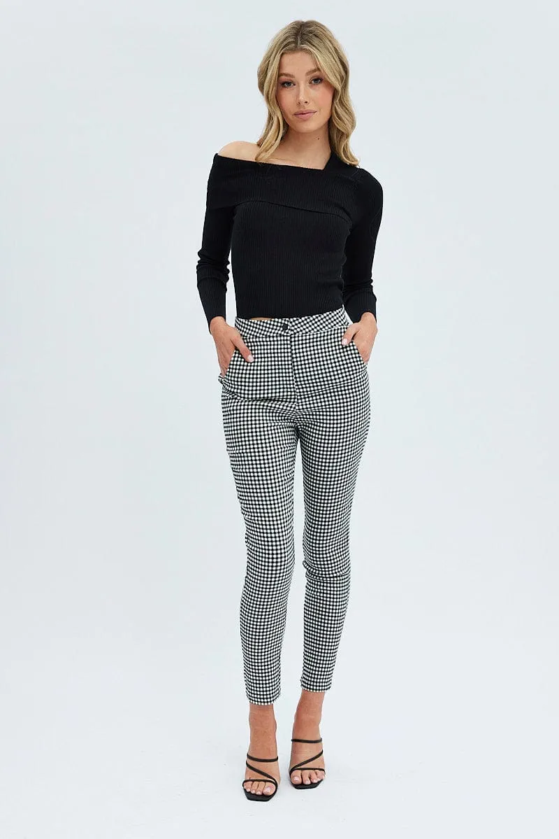 Grey Check Leggings High Rise sold by Ally Fashion product image thumbnail 3