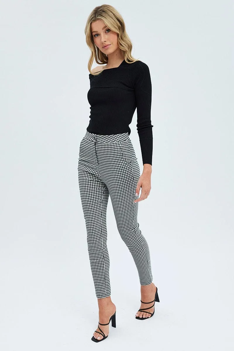 Grey Check Leggings High Rise sold by Ally Fashion