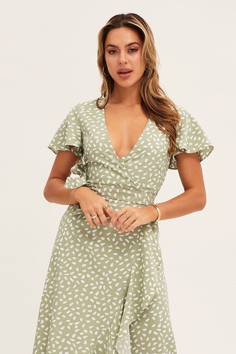 Geo Print Wrap Midi Dress sold by Ally Fashion product image thumbnail 2