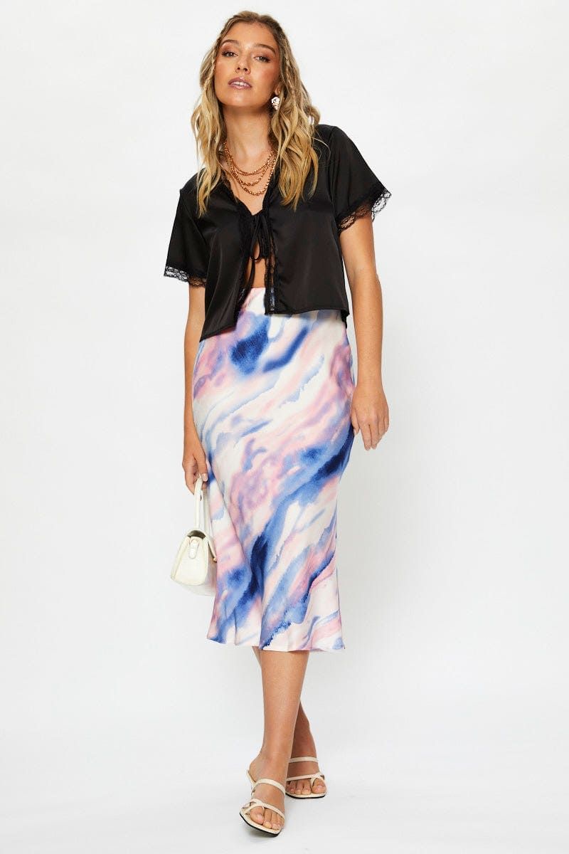 Black Lace Trim Tie Front Top sold by Ally Fashion product image thumbnail 5