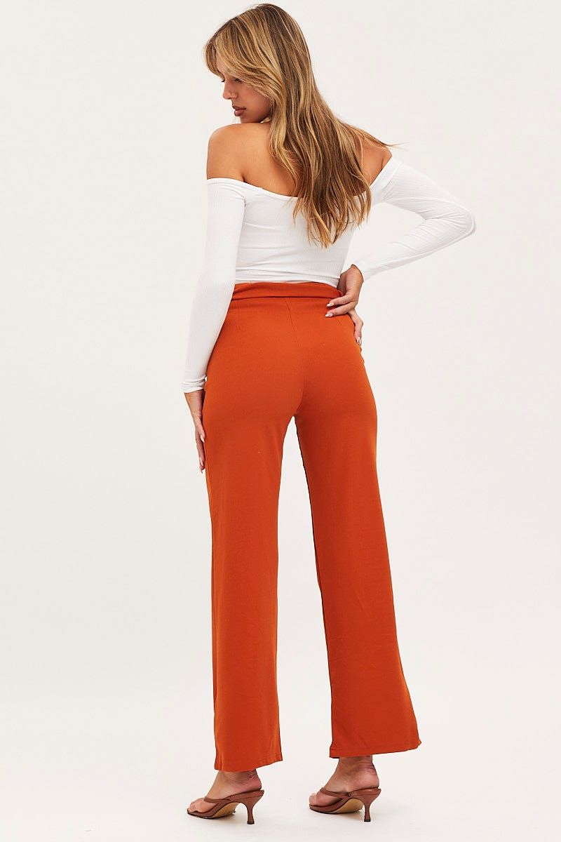 Beige Wide Leg Pants High Rise sold by Ally Fashion product image thumbnail 5