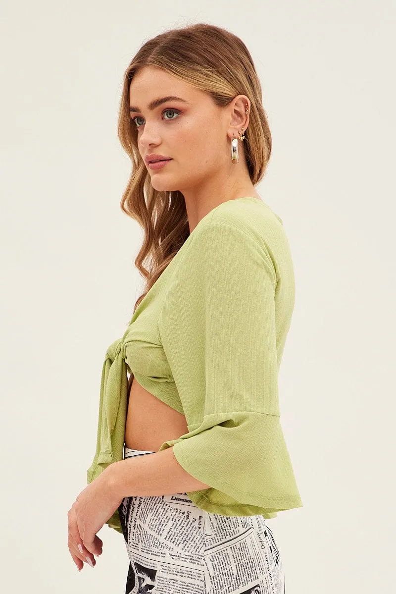 Green Crop Cardigan Tie Up sold by Ally Fashion product image thumbnail 4