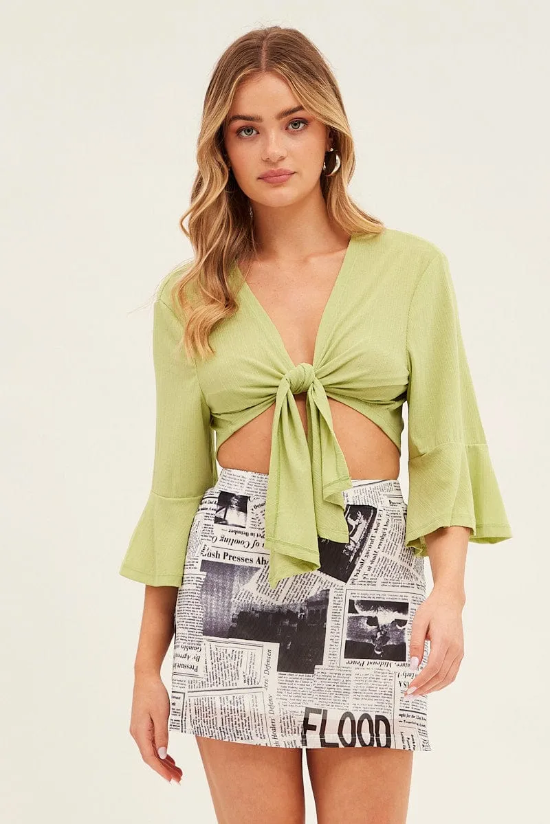 Green Crop Cardigan Tie Up sold by Ally Fashion
