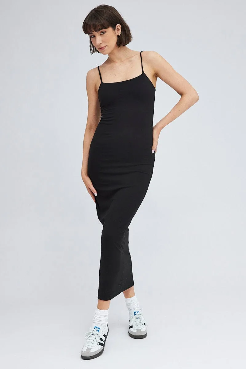 Black Supersoft Slim Fit Maxi Dress sold by Ally Fashion