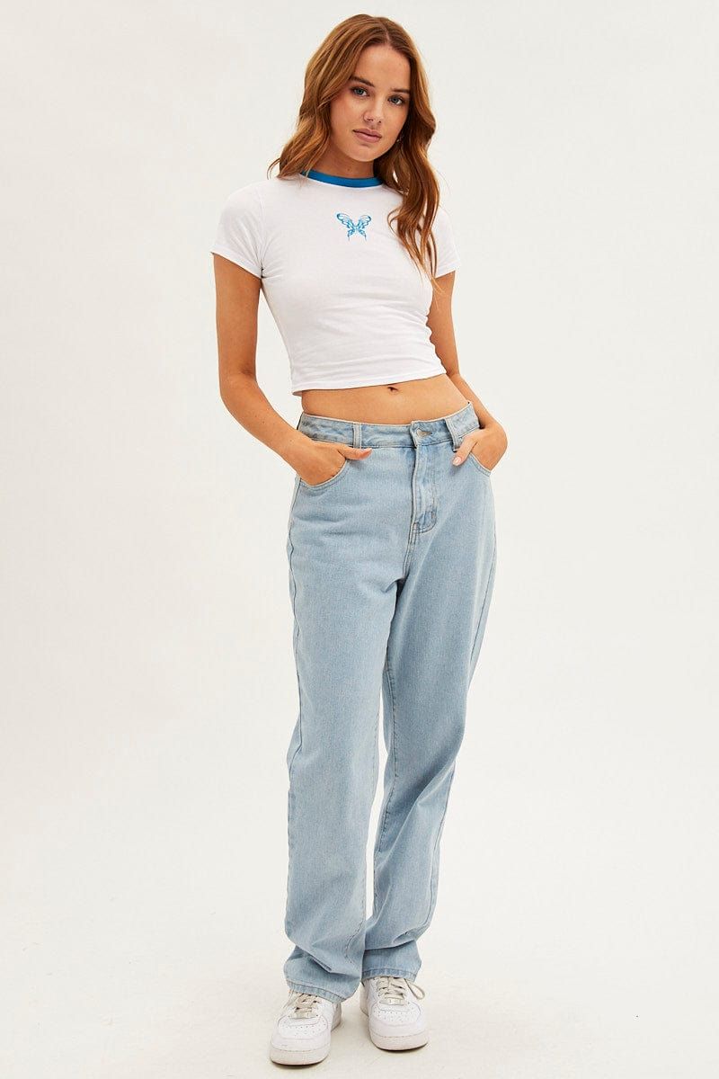 White Baby T-Shirt Butterfly Short Sleeve Crop sold by Ally Fashion product image thumbnail 2