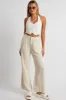 Beige Wide Leg Pant High Rise sold by Ally Fashion