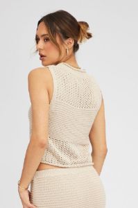 Beige Crochet Knit Tank Top sold by Ally Fashion