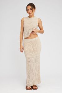 Beige Crochet Knit Tank Top sold by Ally Fashion