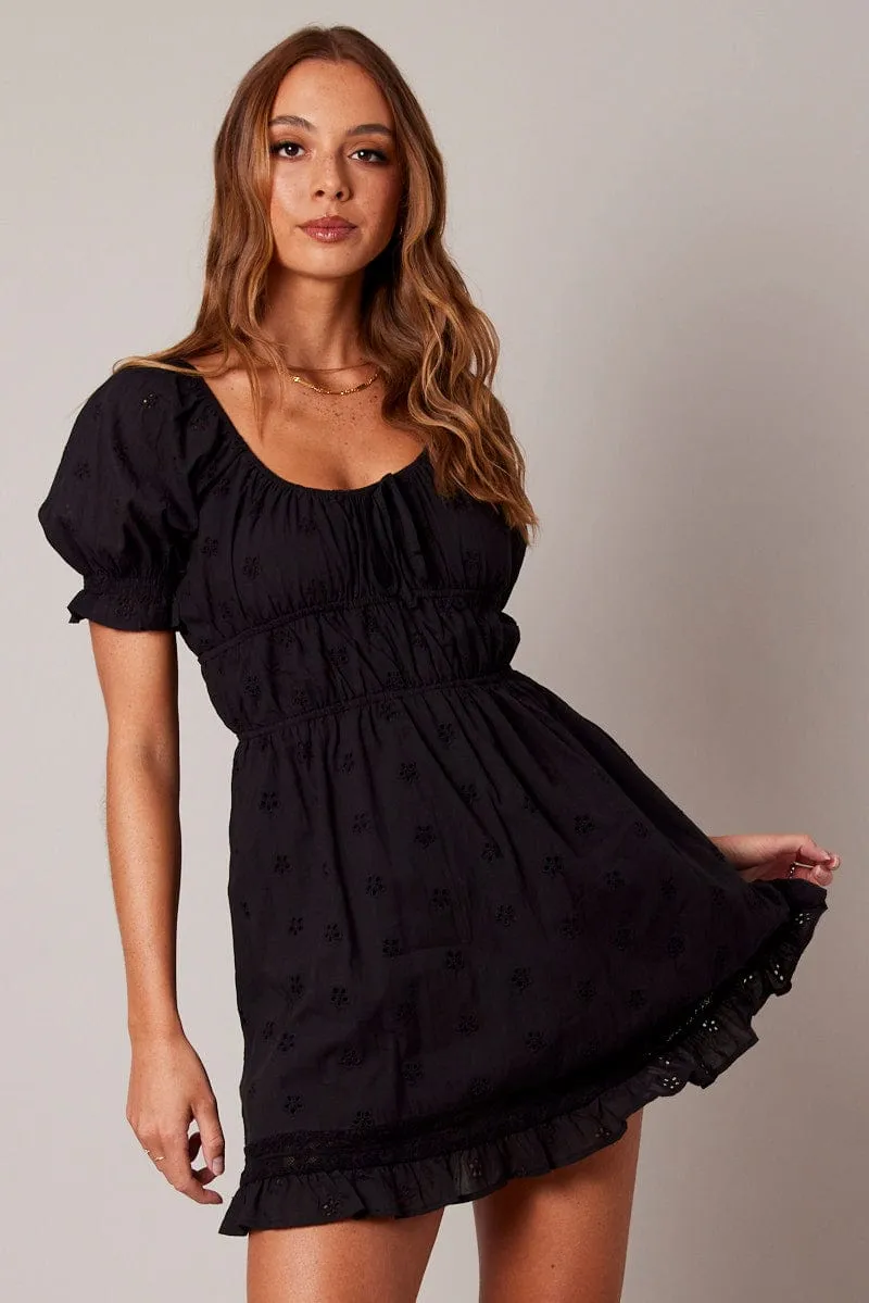 Black Fit And Flare Dress Puff Sleeve sold by Ally Fashion product image thumbnail 3