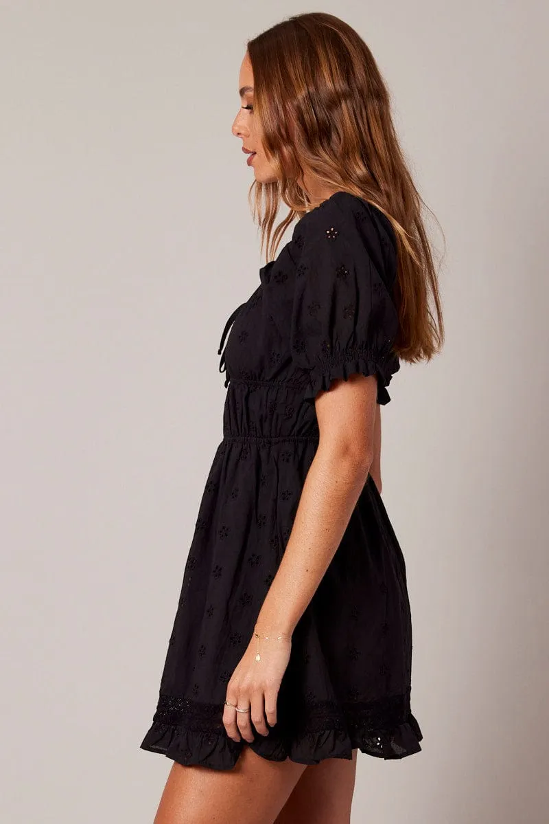 Black Fit And Flare Dress Puff Sleeve sold by Ally Fashion product image thumbnail 4