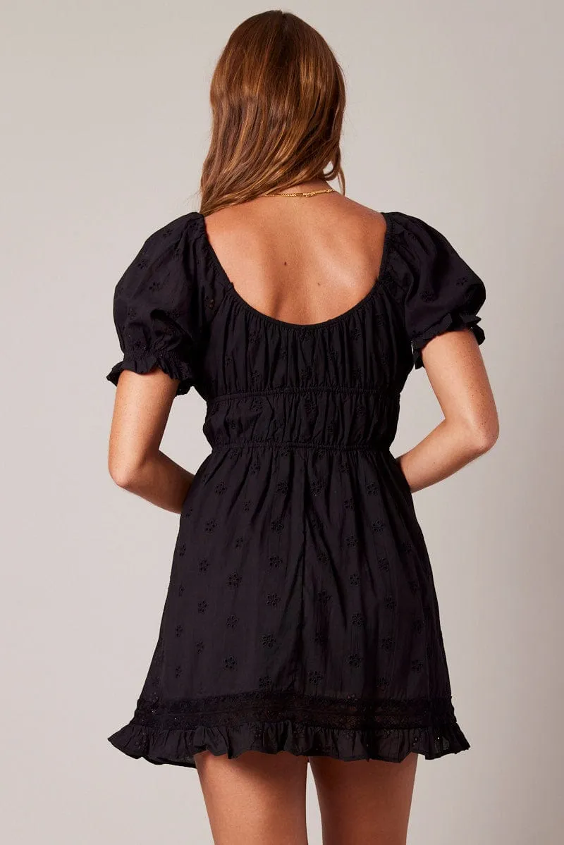 Black Fit And Flare Dress Puff Sleeve sold by Ally Fashion product image thumbnail 5