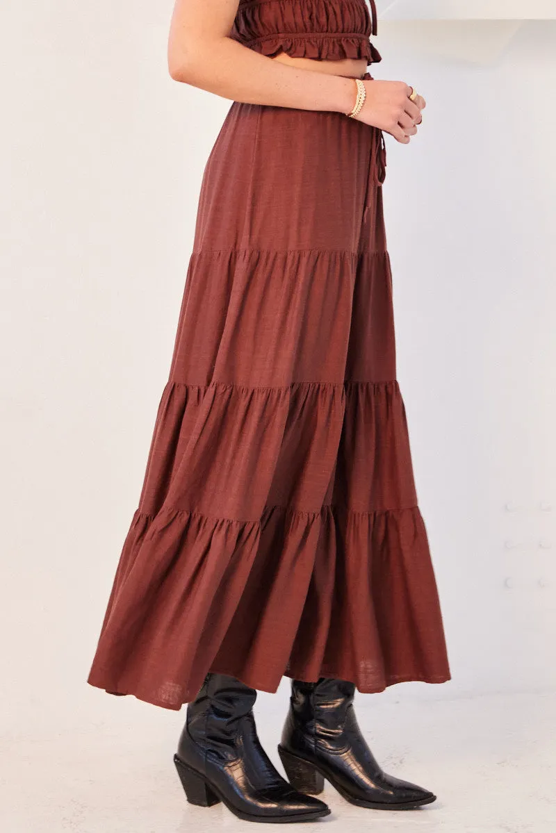 Brown Maxi Skirt Tiered sold by Ally Fashion product image thumbnail 4