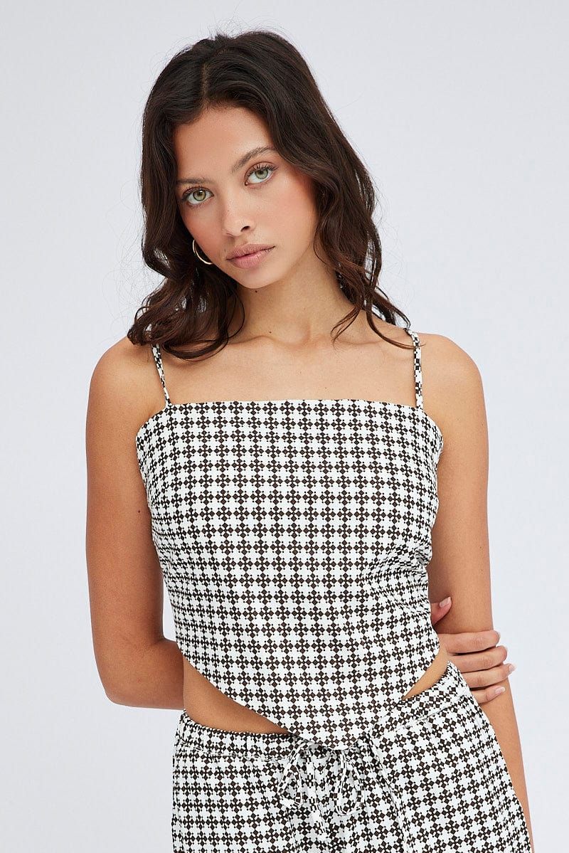 Brown Geo Scarf Cami Top Singlet sold by Ally Fashion product image thumbnail 3