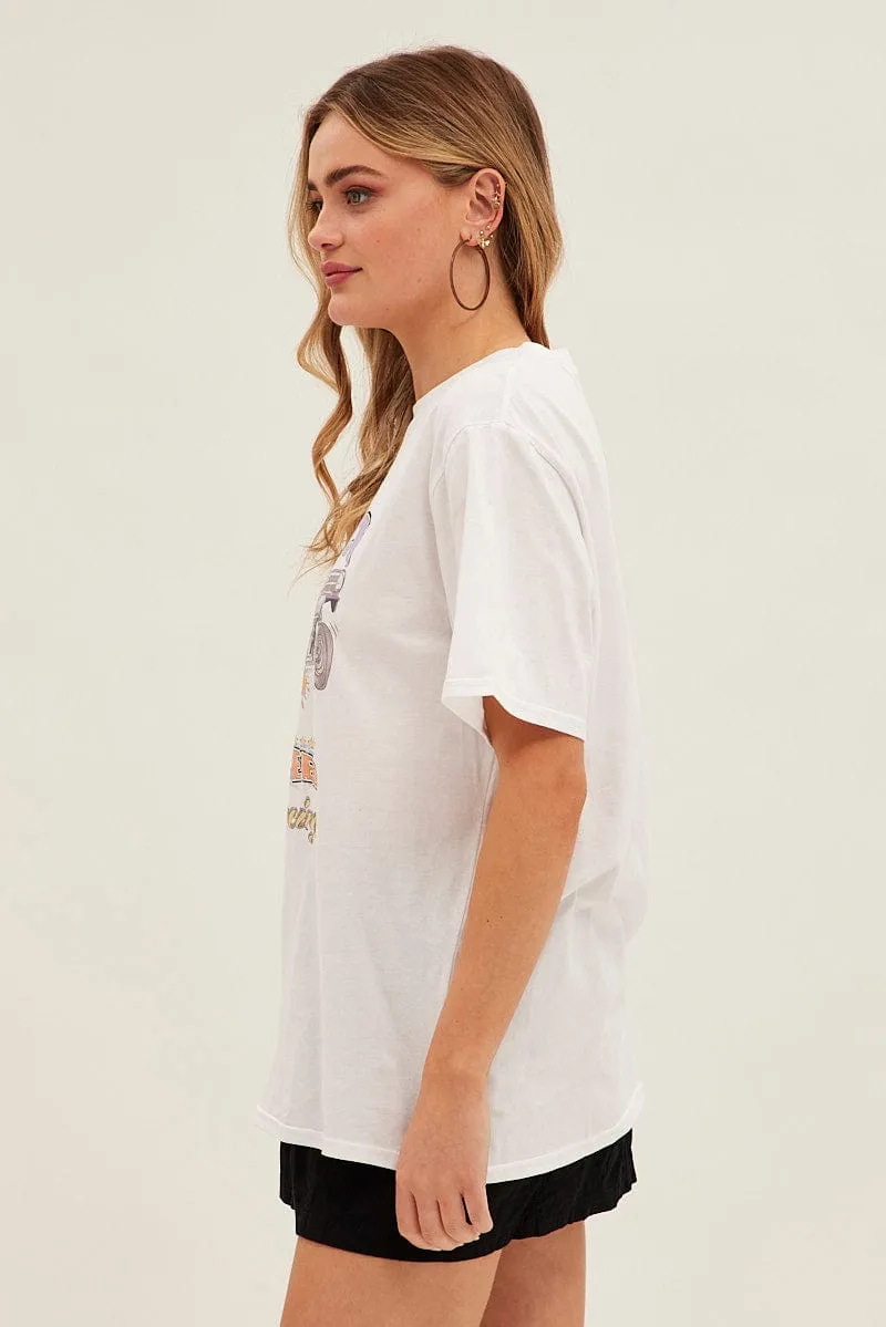 White Graphic Tee Short Sleeve Round Neck Vintage Car sold by Ally Fashion product image thumbnail 4