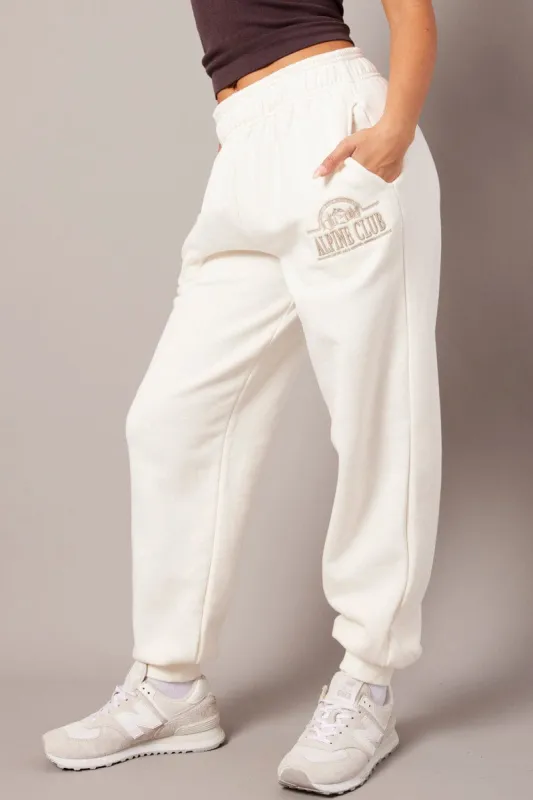 White Track Pants High Rise sold by Ally Fashion