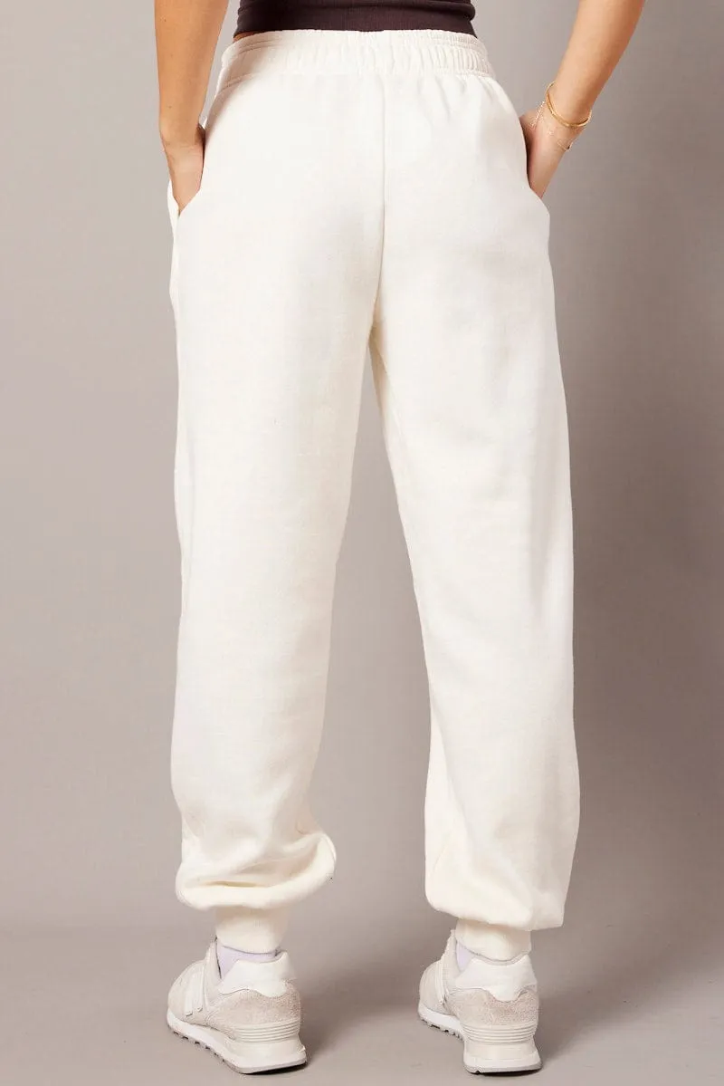 White Track Pants High Rise sold by Ally Fashion product image thumbnail 5