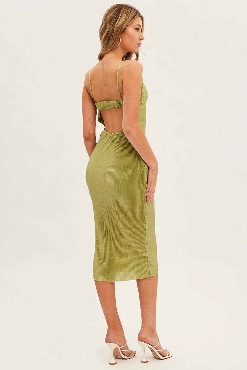 Green Slip Dress Midi Plisse Satin sold by Ally Fashion product image thumbnail 5