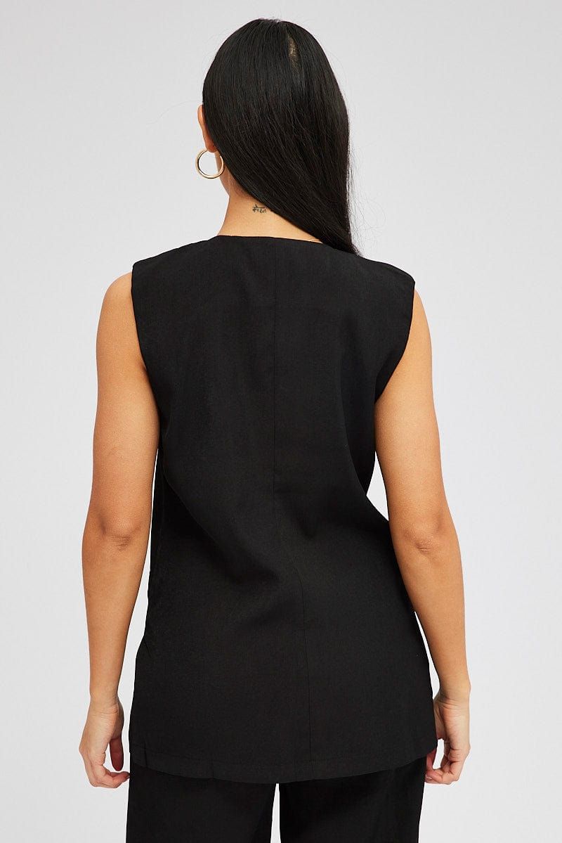 Black Vest Top Sleeveless V Neck Longline Relaxed Fit sold by Ally Fashion product image thumbnail 5
