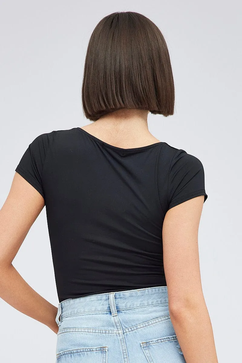 Black Bodysuit Long Sleeve Square Neck sold by Ally Fashion product image thumbnail 5