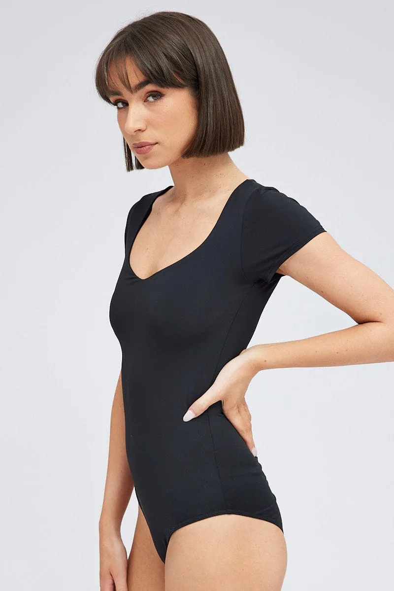 Black Bodysuit Long Sleeve Square Neck sold by Ally Fashion product image thumbnail 2