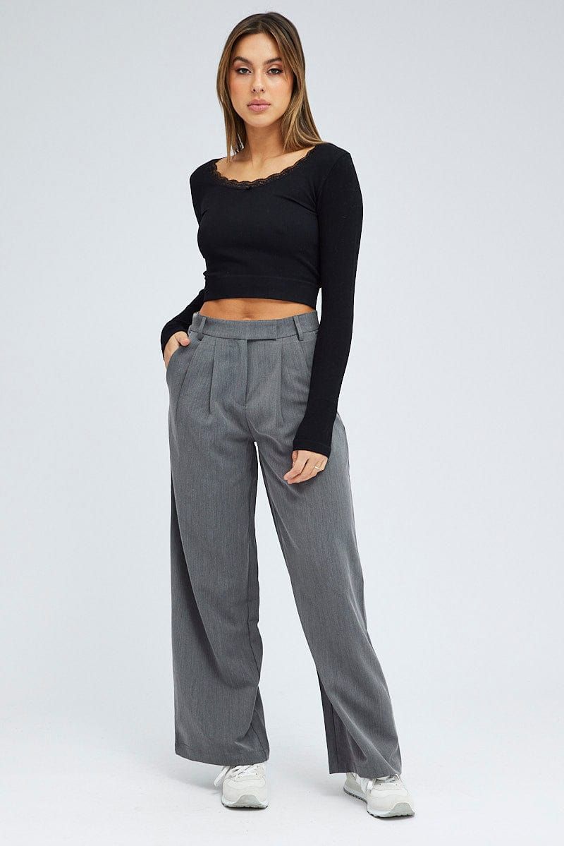 Black Top Long Sleeve Round Neck Seamless sold by Ally Fashion product image thumbnail 2