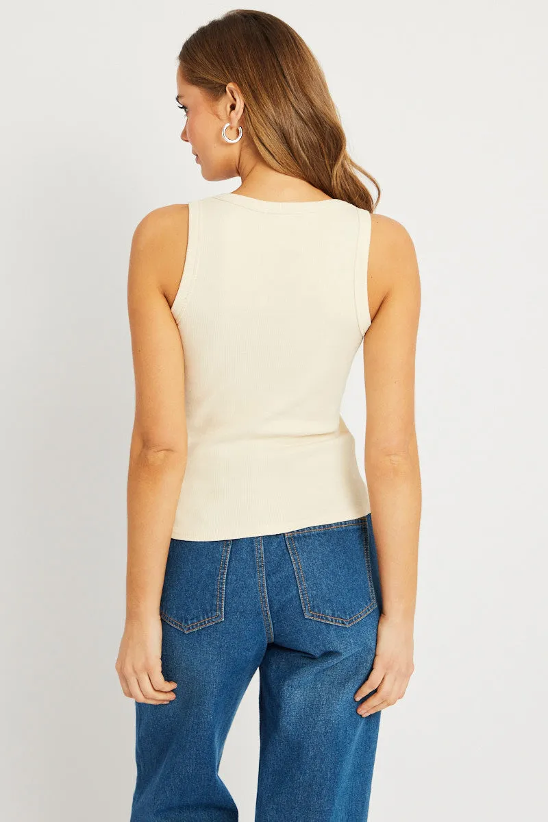 White Singlet Top Contrast Stitch sold by Ally Fashion product image thumbnail 5