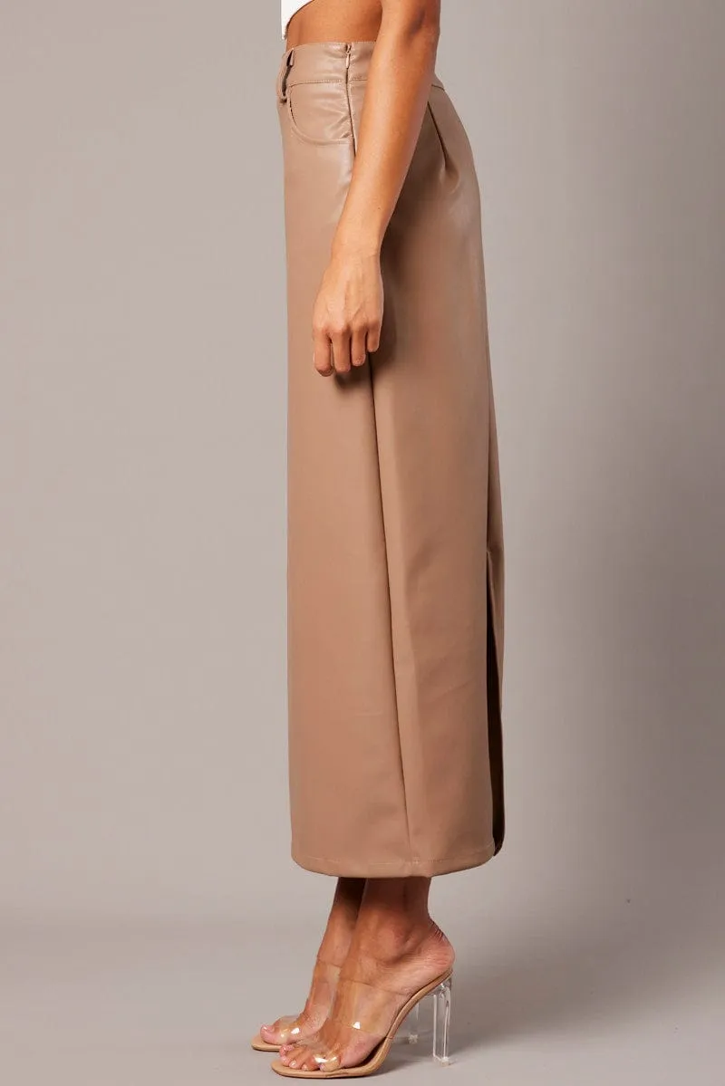 Brown Midi Skirt Faux Leather sold by Ally Fashion product image thumbnail 4