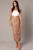 Brown Midi Skirt Faux Leather sold by Ally Fashion